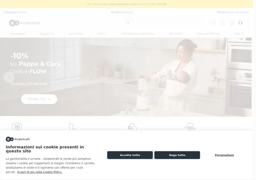 Schermata della pagina offerta di KinderKraft