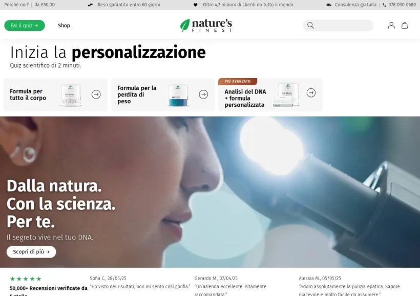 Schermata della pagina offerta di Nature's Finest