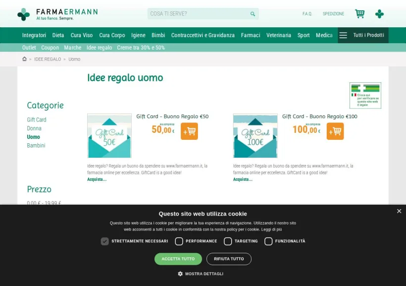 Schermata della pagina offerta di FarmaErmann