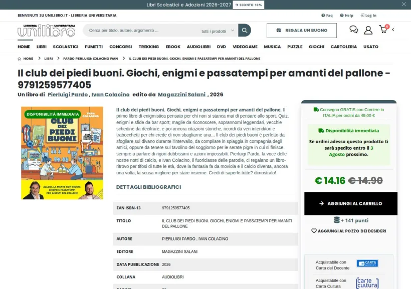 Schermata della pagina offerta di Unilibro