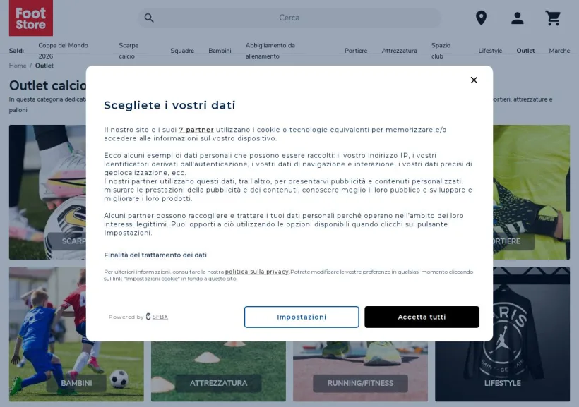 Schermata della pagina offerta di Foot-Store