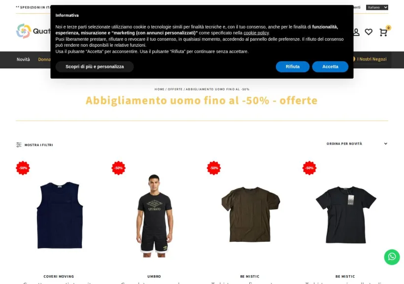 Schermata della pagina offerta di Quattro Stagioni