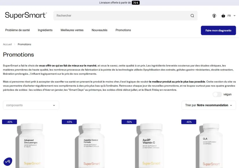Schermata della pagina offerta di SuperSmart