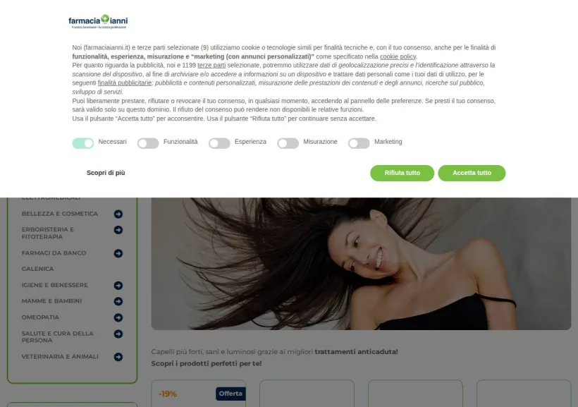 Schermata della pagina offerta di Farmacia Ianni