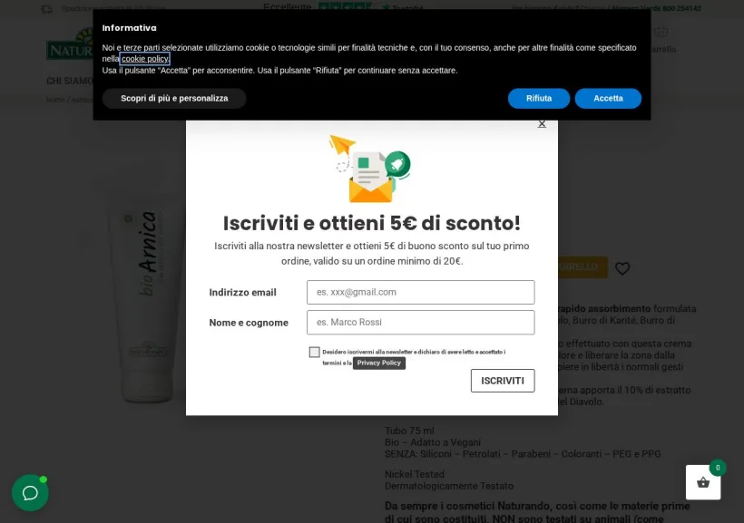 Schermata della pagina offerta di Naturando