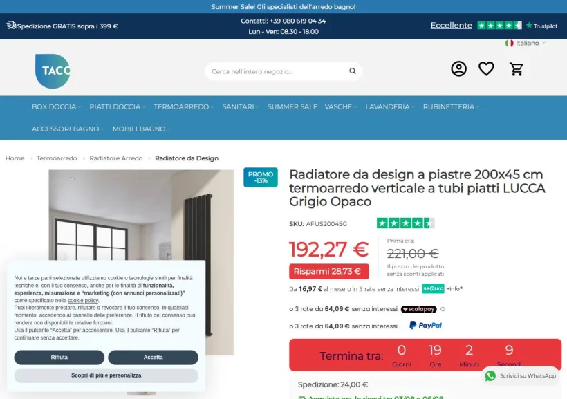 Schermata della pagina offerta di Taco Shop