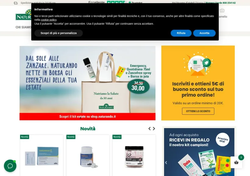 Schermata della pagina offerta di Naturando