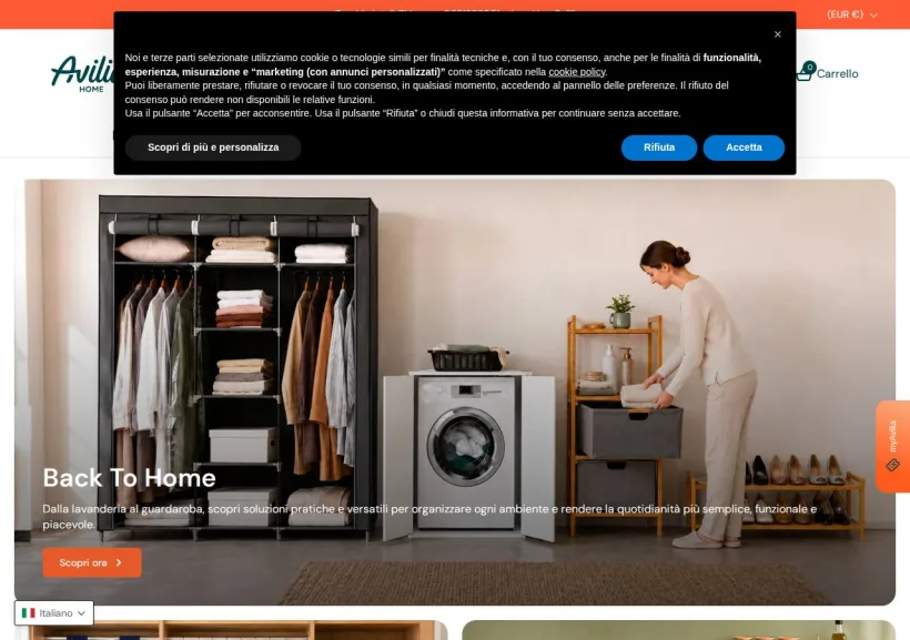 Schermata della pagina offerta di Avilia Home