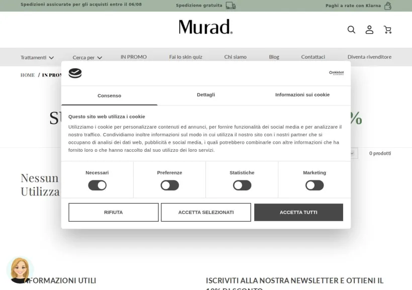 Schermata della pagina offerta di Murad