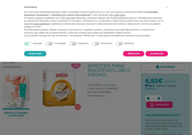 Schermata della pagina offerta di FarmaVola
