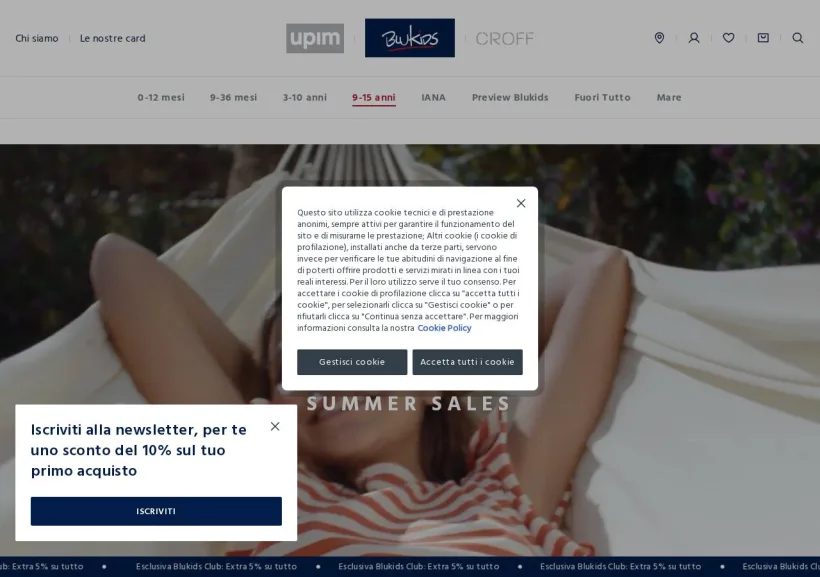 Schermata della pagina offerta di Blu Kids