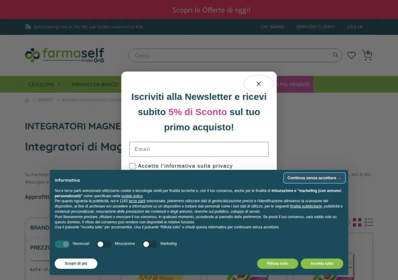 Schermata della pagina offerta di Farmaself