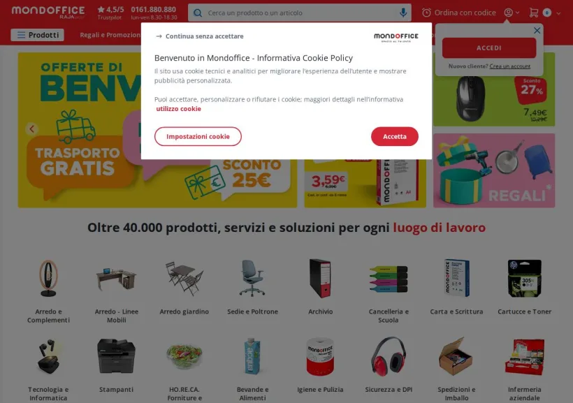 Schermata della pagina offerta di Mondoffice