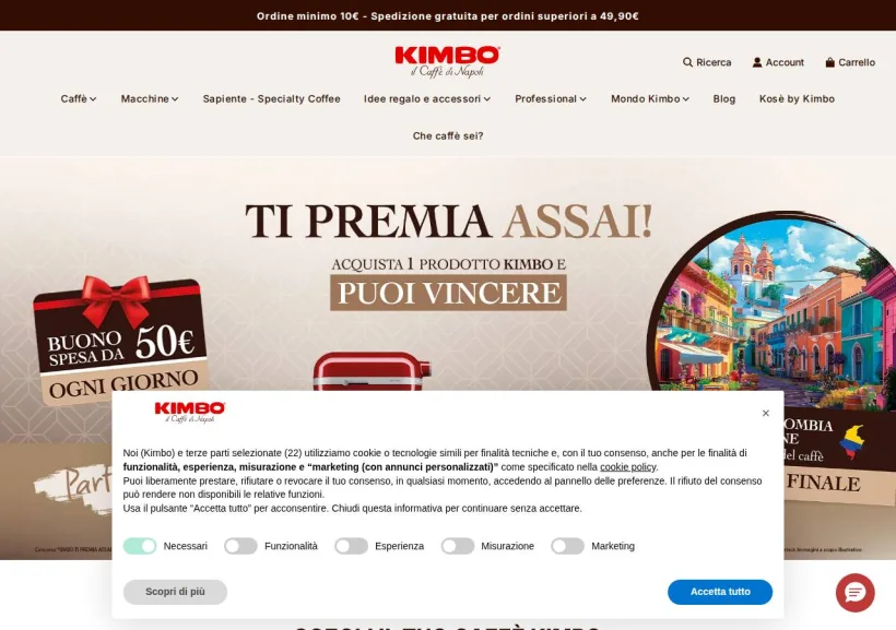 Schermata della pagina offerta di Kimbo