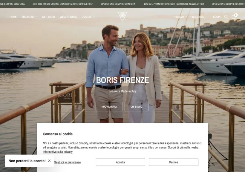 Schermata della pagina offerta di Boris Firenze