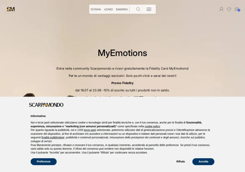 Schermata della pagina offerta di Scarpamondo