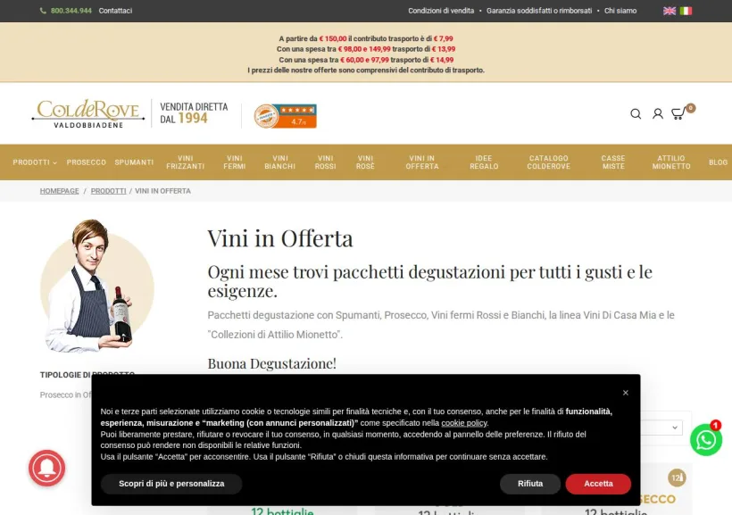 Schermata della pagina offerta di Colderove