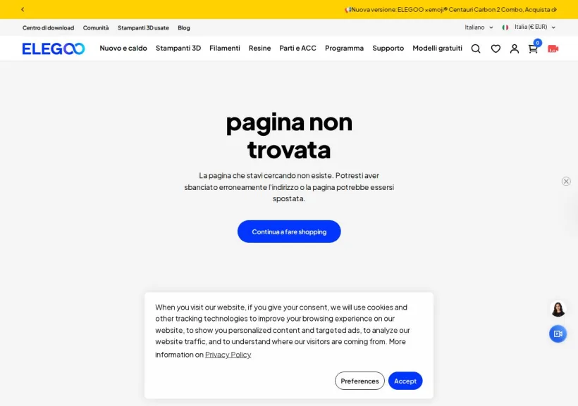 Schermata della pagina offerta di ELEGOO