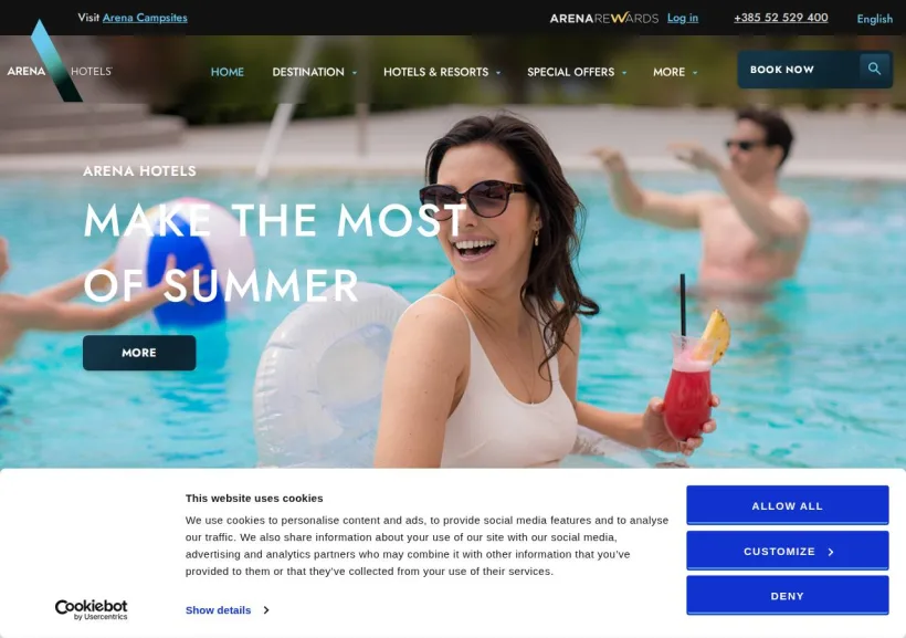 Schermata della pagina offerta di Arenaturist Hotels & Resorts