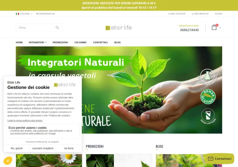 Schermata della pagina offerta di Elisir Life