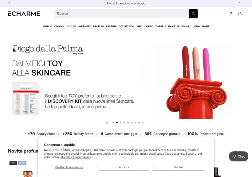Schermata della pagina offerta di Echarme