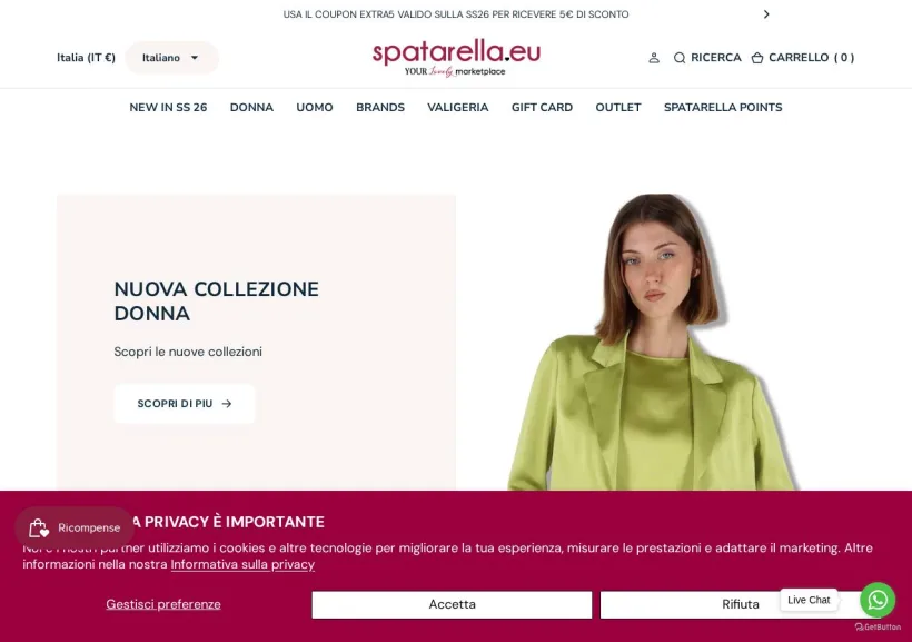 Schermata della pagina offerta di Spatarella Shop