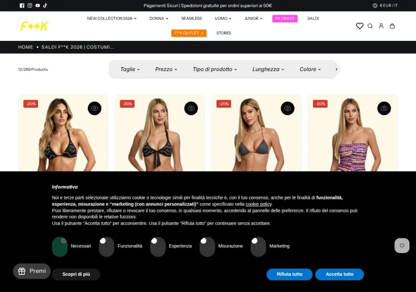 Schermata della pagina offerta di F**K