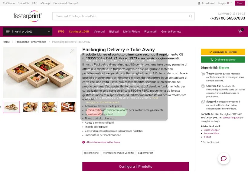 Schermata della pagina offerta di Fasterprint