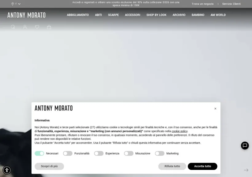 Schermata della pagina offerta di Antony Morato