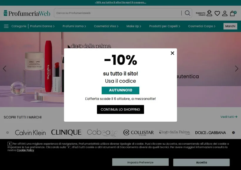 Schermata della pagina offerta di Profumeriaweb 