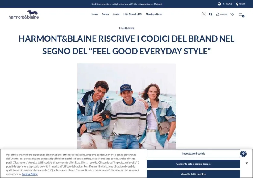 Schermata della pagina offerta di Harmont & Blaine