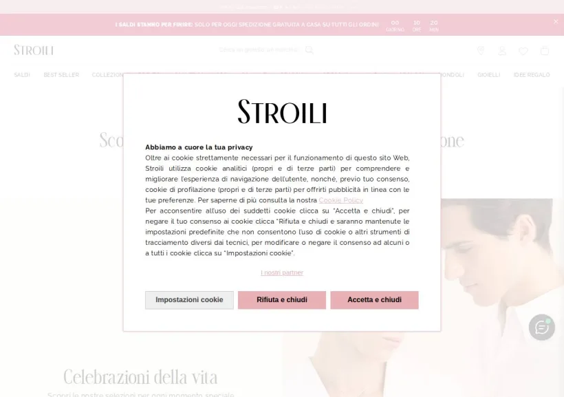 Schermata della pagina offerta di Stroili Oro