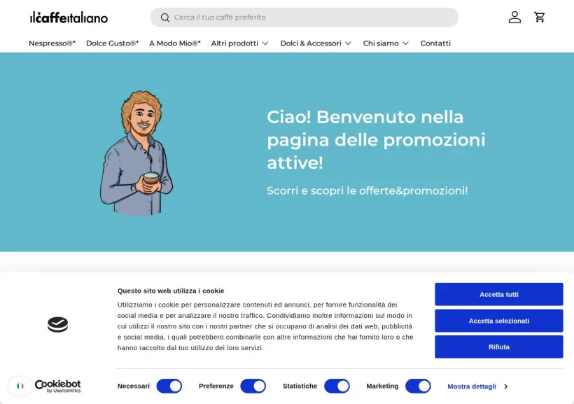 Schermata della pagina offerta di Il Caffè Italiano