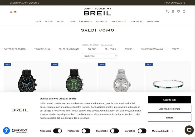 Schermata della pagina offerta di Breil
