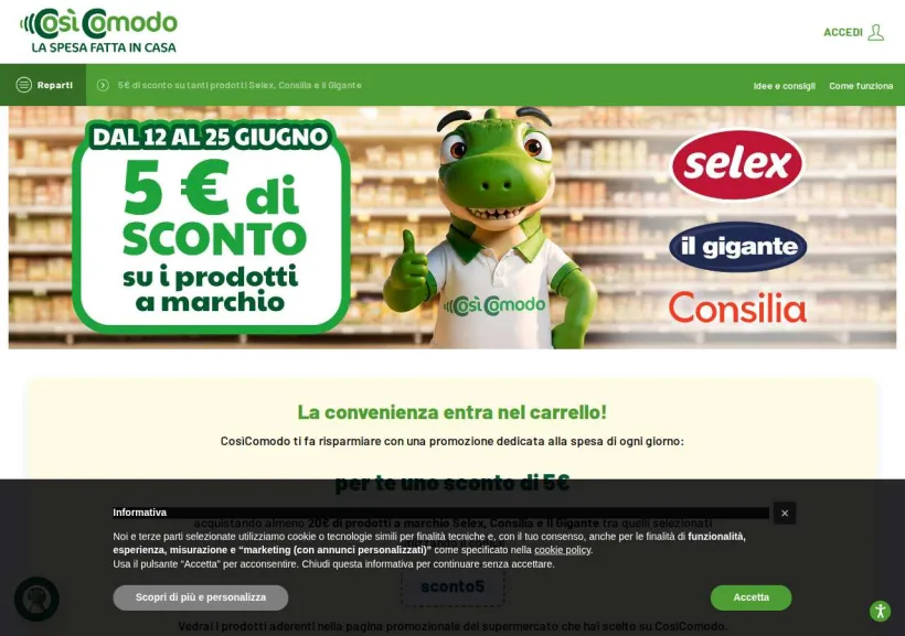 Schermata della pagina offerta di CosiComodo