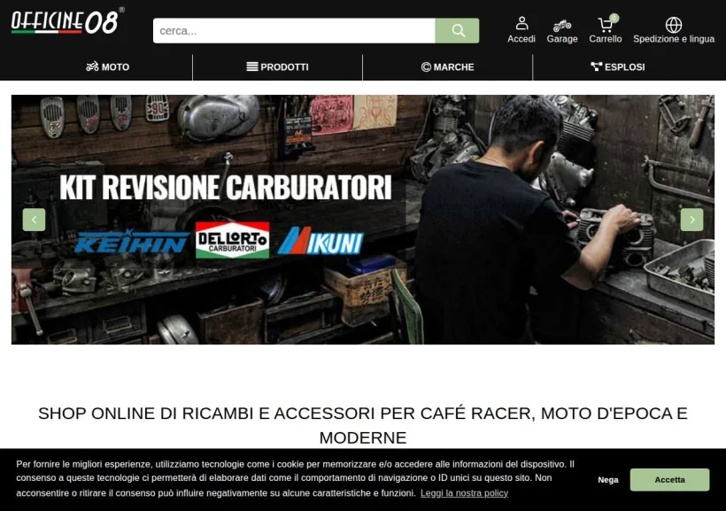 Schermata della pagina offerta di Officine 08