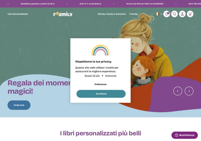 Schermata della pagina offerta di Framily