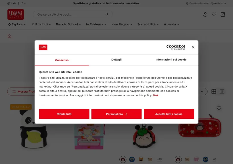 Schermata della pagina offerta di LEGAMI