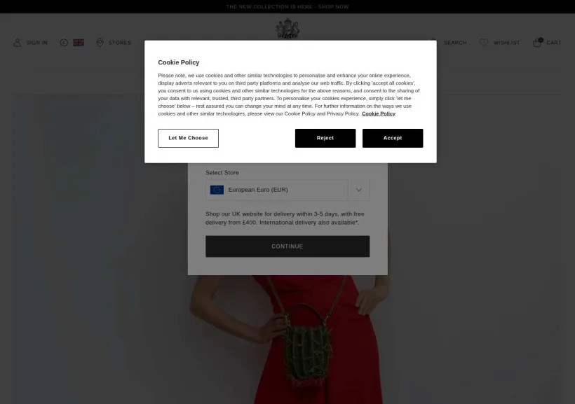 Schermata della pagina offerta di Anya Hindmarch