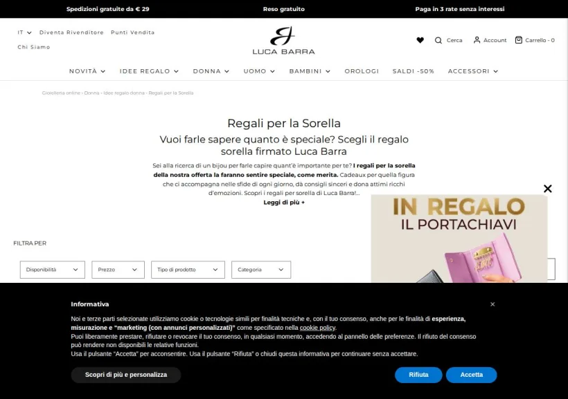 Schermata della pagina offerta di Luca Barra