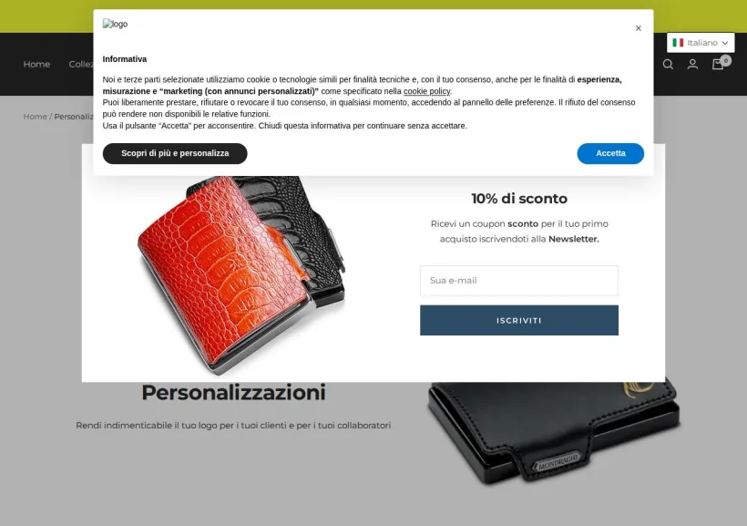 Schermata della pagina offerta di Mondraghi Mini-Wallet