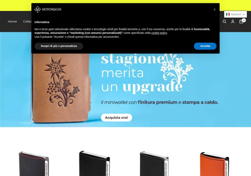 Schermata della pagina offerta di Mondraghi Mini-Wallet