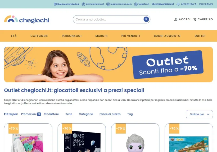 Schermata della pagina offerta di Che Giochi