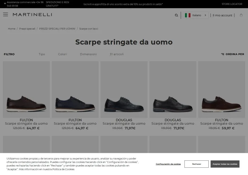 Schermata della pagina offerta di Martinelli