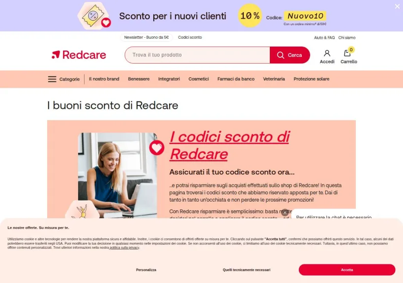 Schermata della pagina offerta di Shop Farmacia