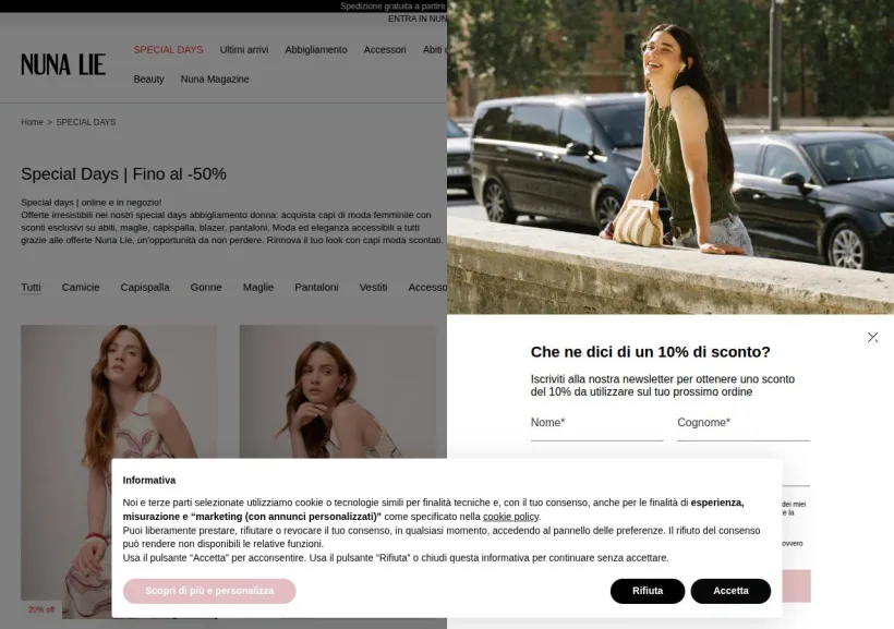Schermata della pagina offerta di Nuna Lie