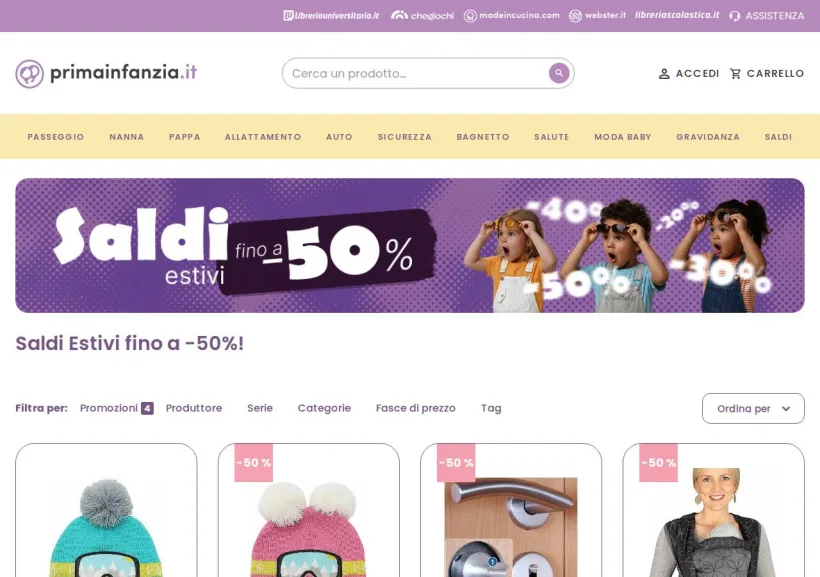 Schermata della pagina offerta di Prima Infanzia