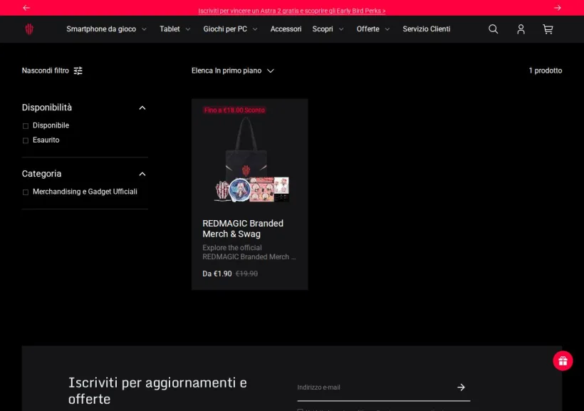 Schermata della pagina offerta di Redmagic