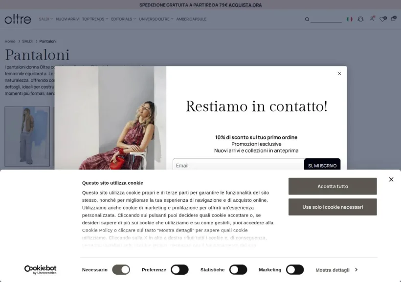 Schermata della pagina offerta di Oltre