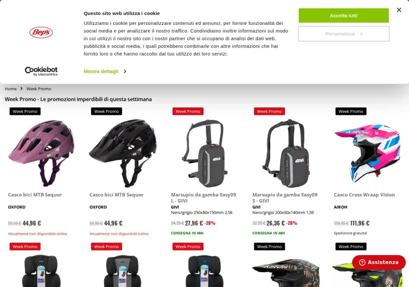 Schermata della pagina offerta di Bep's